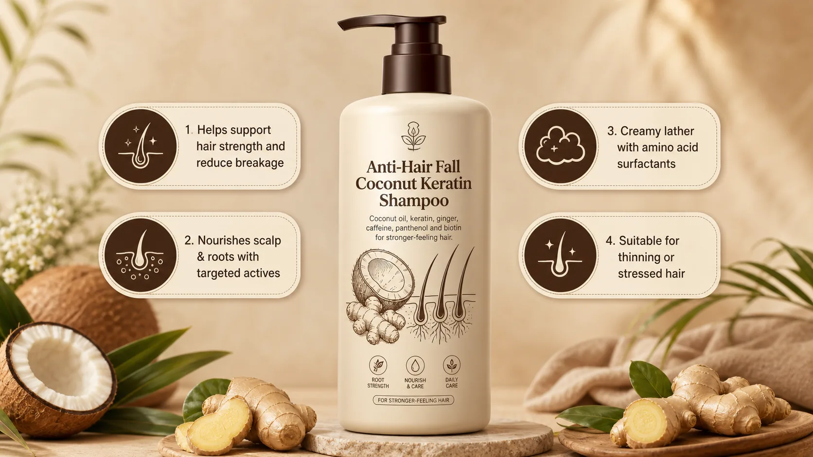 Anti-Hair Fall Coconut Keratin Shampoo